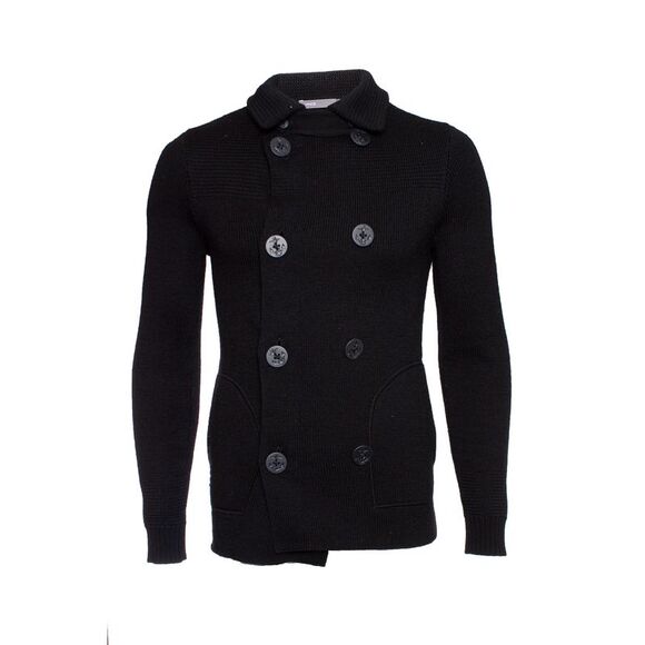 Vince black vest with anchor buttons